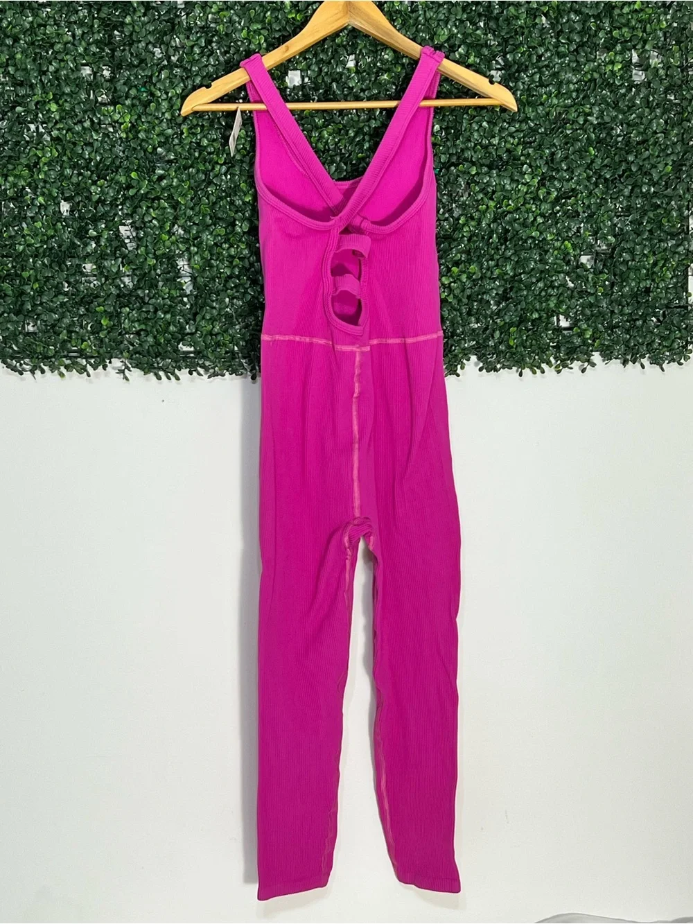 Free People NWT Women's Pink Ribbed Jumpsuit Free Throw Onesie Large